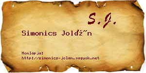 Simonics Jolán névjegykártya