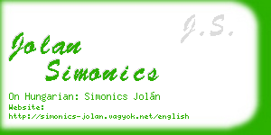 jolan simonics business card